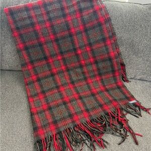 Pendleton Red and Black Plaid Fringe Blanket